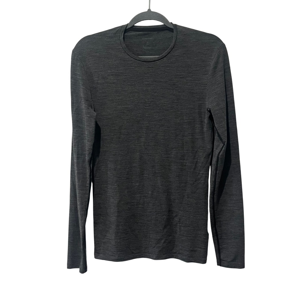 Icebreaker Merino 150 Anatomica Long Sleeve Top Mens Small Grey Wool Base Layer